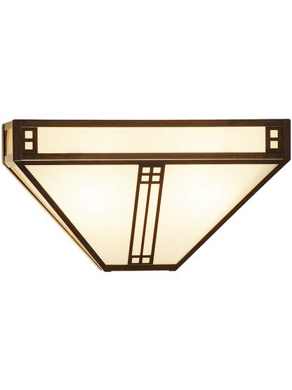 Prairie Single Pocket Sconce in Bronze Finish with White Opalescent Glass.